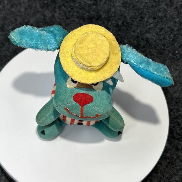 Vintage Dream Pets Plush Dog Blue Hat Striped Vest Japan Kitsch MCM Collectible - Picture 12 of 12